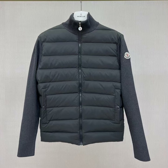 MONCLER Men's Wool Knitted Patched Down Jacket - Picture 1 of 7